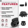 DOJA Barcelona Cord Locks, Black, 25 mm, Plastic Cord Closures,
