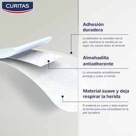 Curitas Venditas Adhesivas Sensitive, hipoalergénicas ideal para piel sensible, protegen la herida contra la suciedad y bacterias, 20 piezas