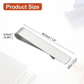 PATIKIL 1Pcs 1.9inch Skinny Tie Clips, Stainless Steel Tie Clips for Men Wedding Business, Silver