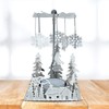 Silver Winter Cabin Candle Spinner - Silver Plated Laser Cut