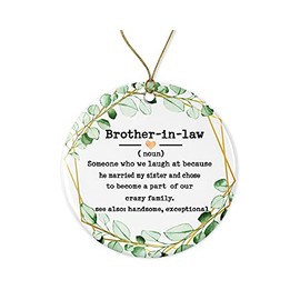 WolfeDesignPDD Brother-in-Law Noun Ornament - Christmas Ornament for Brother-in-Law - Brother-in-Law Gifts - Brother-in-Law Definition - Keepsake Printed on Both Sides, White