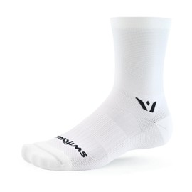 Swiftwick - ASPIRE FIVE Cycling Socks, Maximum Breathability, Crew (White, Medium)