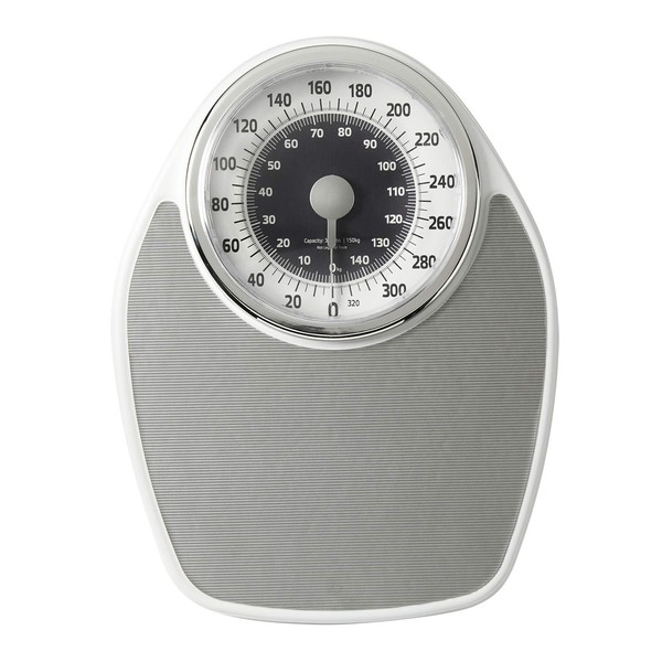InstaTrack Large Dial Metal Analog Bathroom Scale with Silver Mat, Accurate Measurements up to 330 Pounds, Battery Free