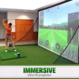 Aikeec Golf Simulator Impact Screen: 7mm Thickened Ultra-Clear Hitting Screen - with 32 Grommets (8.2ft x 8.2ft) for Indoor, Outdoor & Garage Training Swing