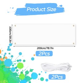 Großes Leeres Banner, 2 Set Blanko Banner Weiß 100×200cm Polyester Geburtstagsbanner Personalisiert mit 2pcs Hängendem Seil für DIY Painting Outdoor Wandschilder