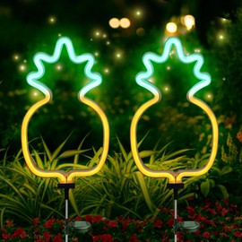 SunKite Pineapple Solar Garden Lights Solar Decorative Stake Lights Outdoor Waterproof Solar Neon Lights for Garden,Yard, Lawn, Pathway, Patio,Backyard Decor(2 Pack)