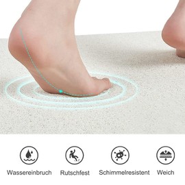 Shower Mat Non-Slip Washable 60 x 60 cm Anti-Mould Quick Drying Loofah Massage Soft Comfort Shower Mats Bath Mat with Drain PVC Loofah Bath Mat for Wet Areas