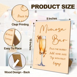 Mimosa Bar Sign With Stand, Champagne Mimosa Bar Supplies Decorations, Brunch Dessert Table Decor Sign, Bubbly Bar Sign For Wedding Engagement Birthday Christmas Party, 05