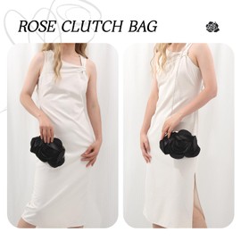 LHHMZ Women Elegant Rose Clutch Bag Floral Satin Clutch Floral Evening Shoulder Bag Wedding Party Clutch