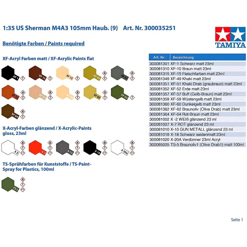Tamiya 1:35 Modello M4A3 Sherman 105mm Howitzer [Importato dal Giappone]