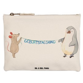Parent-New Mr. & Mrs. Panda S Makeup Bag Mouse Penguin Birthday, White, L Schminktasche, Hand drawn