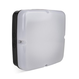 Bright Source Wall & Ceiling Square Utility LED Bulkhead, Black, Switchable Wattage 9W 14W 18W, IP65, 120° Beam Angle, Switchable 3CCT Colour Temperature 3000K 4000K 6000K