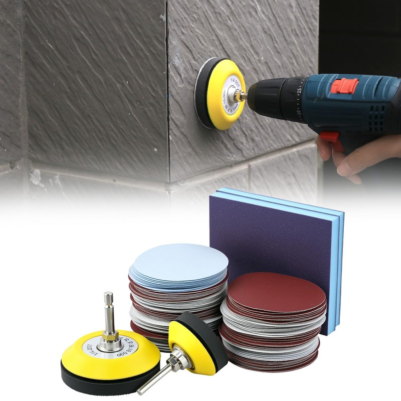 QWORK® 120 Pieces 3 Inch Sanding Discs Pad Set, Grit