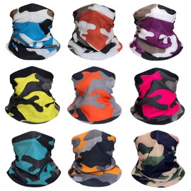 Cooling Neck Gaiter for Men Women Gator Face Mask Scart Cover Fishing Motorcycle Breathable Sun Protection Balaclava Bandana (Colorful camouflage, one size)
