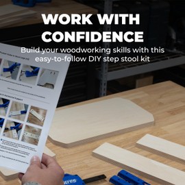 Kreg Woodworking Kit Step Stool - Easy Assembly Small Wooden Step Stool with 2 Driver Bits - Easy Woodworking Kit - Great Gift or Craft Project