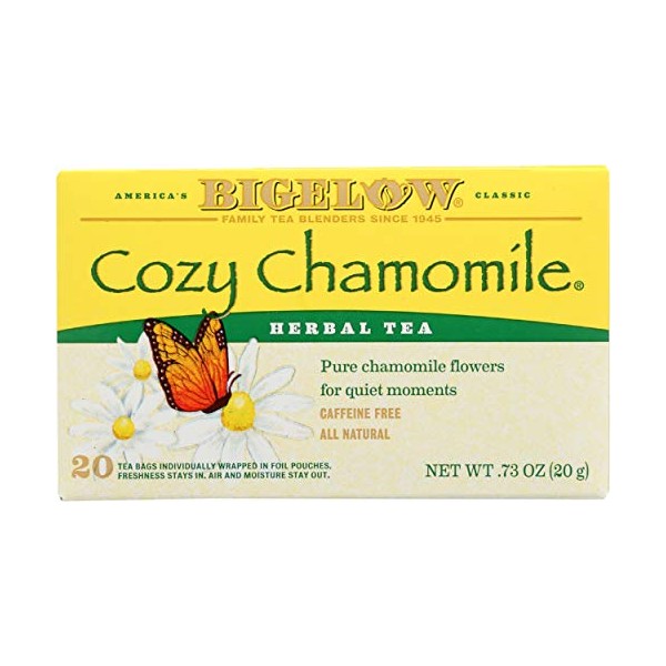 Bigelow Cozy Chamomile Herbal Tea, Caffeine Free, 20 Count (Pack of 6), 120 Total Tea Bags