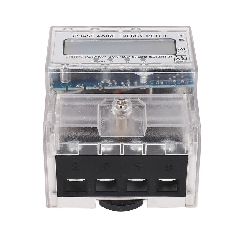 Energy Meter 3 Phase 4 Wire Backlit LCD Display DIN