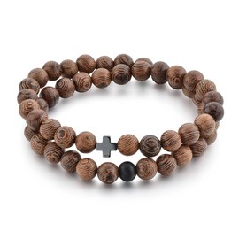 St John the Baptist Orthodox Wooden Prayer Beads Bracelet | Men Women 8 MM + Hematite Cross | Great Gift