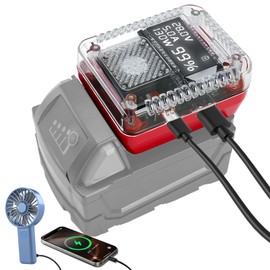 138W Battery Charger Adapter for Milwaukee 18V, Portable Power Station USB Charger Adapter with LCD Display, 2 USB Ports, 1 Type-C Outlet Electronic Device for Work RV Camping Travel(No Battery)