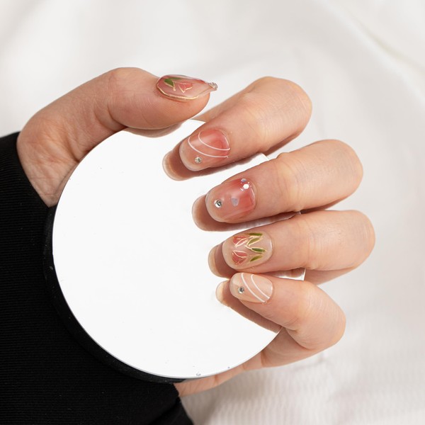 KIFOLLIV Handmade Glossy Pink Cute Press On Nails Short，Square Fake