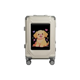 LOY Brand L4 Professional Abs Hard-Shelled Anti-Scratch Pixel Art Travel Smart Suitcase Luggage with Led Screenluggage size: 37*24.5*55CM, color: White