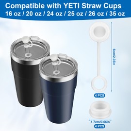 8pcs Silicone Spill Proof Stoppers Compatible with YETI Straw Cups Topper 16/20/24/25/26/35oz, with Anti Leak Silicone Straw Stopper Straw Covers Cap for Reusable Straws Tumbler Accessories