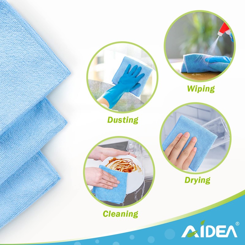 AIDEA Microfibre Cloths Pack of 50 Lint-Free Reusable Microfibre Cloths