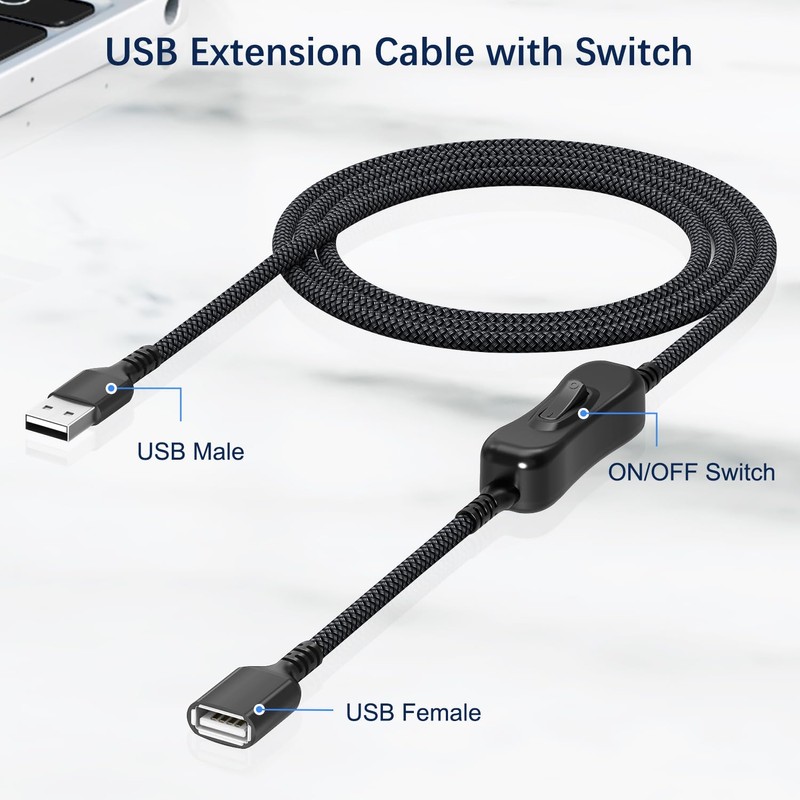 Itramax USB On Off Switch Cable,USB Extension Cable Support Data