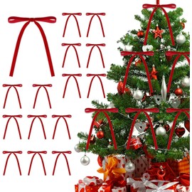 30Pcs Velvet Bows Christmas, Red Velvet Ribbon Bows for Christmas Tree, Vintage Style Velvet Xmas Tree Decorations Bows Gift for Wreaths, Crafts, Cabinet, Wedding (Red)