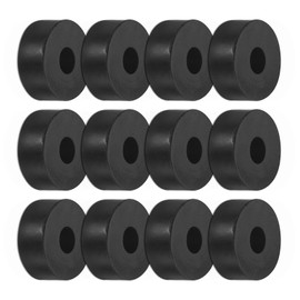 M METERXITY 12-Pack Rubber Isolation Washers, 1" OD 0.3" ID 0.4" Thick Mechanical Anti Vibration Isolation Pads Round Rubber Washers for Home and Car Accessories [Black]