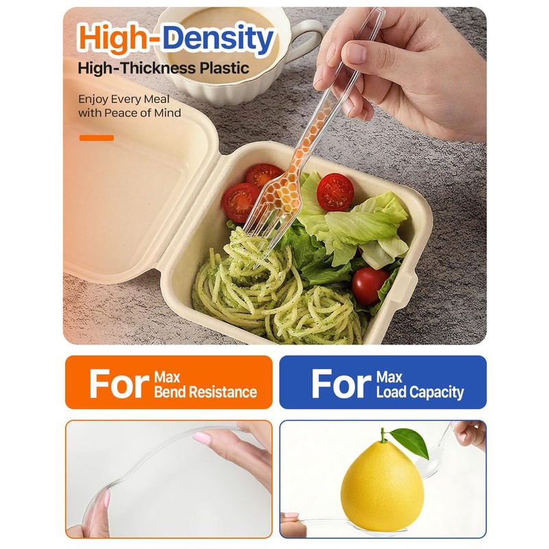 300 Count Heavy Duty Plastic Silverware, Heat Resistant Disposable Forks