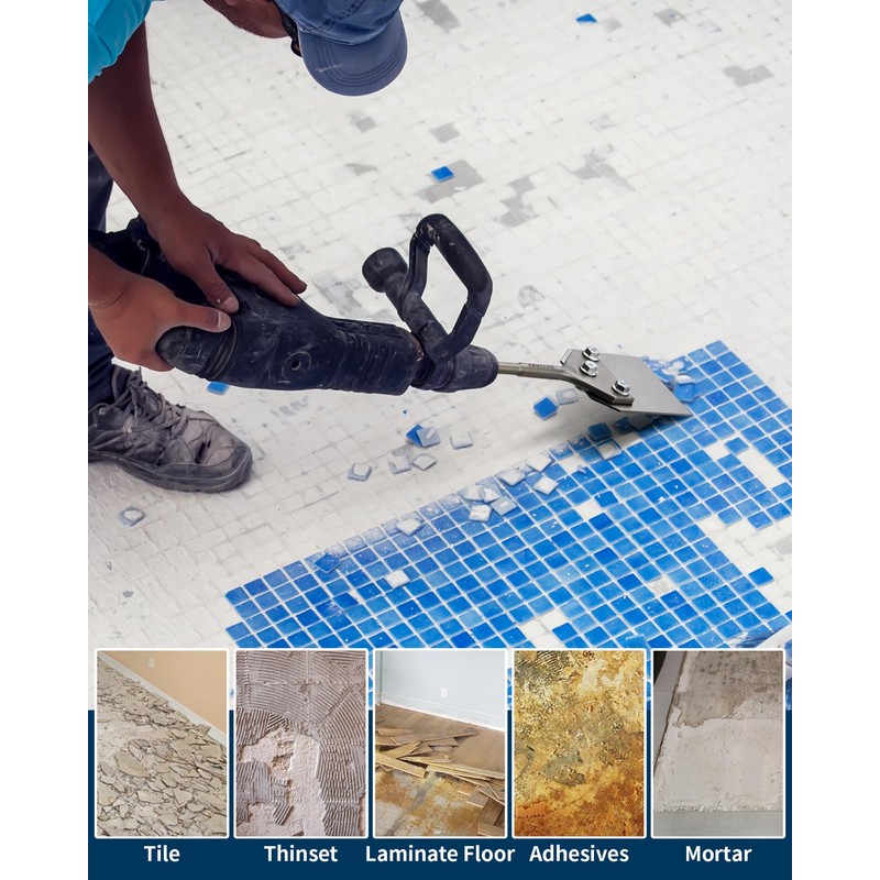 SDS Plus Floor Scraper with 2pcs Replaceable Blades, Firecore 4