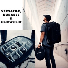 FTF GEAR Wheeled Camera Backpack 2.0 with Telescoping Handle, Detachable Padded Compartments for SLR/DSLR Cameras, Tripod, Lens and Other Accessories