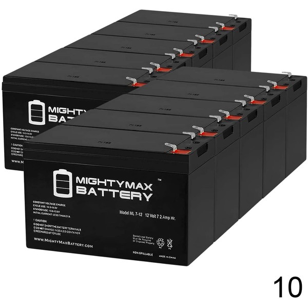 ML7-12 - 12 Volt 7.2 AH SLA Battery - Pack of 10