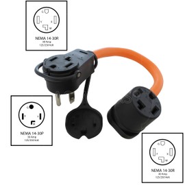 AC WORKS 30-Amp 4-Prong Dryer Outlet 14-30 Piggy-Back Plug Adapter (To 4-Prong 220-Volt Dryer)