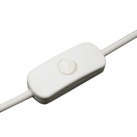 Power Cable with Plug and Switch 1.50 m White Connection Cable Power Cable with Cord Switch and Angled Plug 3 x 0.75 mm² 250 V W Length 1500 mm