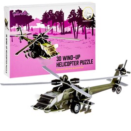 qollorette Wind Up Toy Vehicle, Assemble 3D Puzzle Helicopter Toy Military Airplane Kids Learning Educational Building Toy - Mini Pull Back Toy for Children Boys & Girls