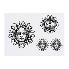 Azeeda 4 x 'Vintage Sonne mit Gesicht' Temporäre Tattoos - Wasserfest, Hautfreundlich & Ungiftig · Transfers in Verschiedenen Größen (TO00084606)