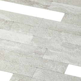 Yipscazo 2 Sheets Peel and Stick Stone Metal Backsplash, PVC Wall Tiles Stick on Tiles for Backsplash Kitchen, Bathroom, Laundry Room, Camper, Fireplace (6'' X 12'', Gray Beige)