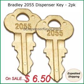 Bradley #2055 Key for Bradley Paper Towel & Toilet Tissue Dispensers - (2/pk.)