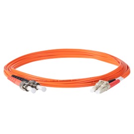 SpeedyFiberTX 6-Pack 2 Meter ST to LC Fiber Optic Patch Cable, Red and Black Boots, Corning InfiniCor Multimode OM1 62.5/125um Optical Fiber, Duplex Orange Riser OFNR Cable Jacket