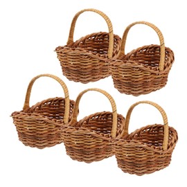 Levemolo 5pcs Handwoven Portable Basket Decorative Tiny Flower Holders with Handle for Home Decor Party Organizing and Versatile Storage