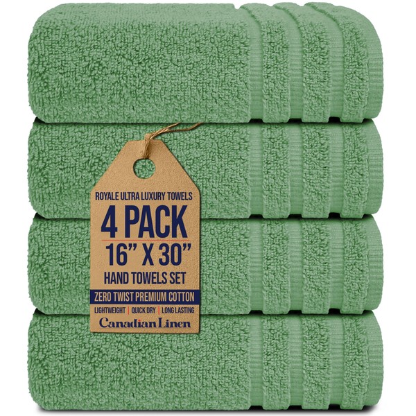 Canadian Linen Royale Ultra Luxury Large Hand Towels Set, 16”x30”