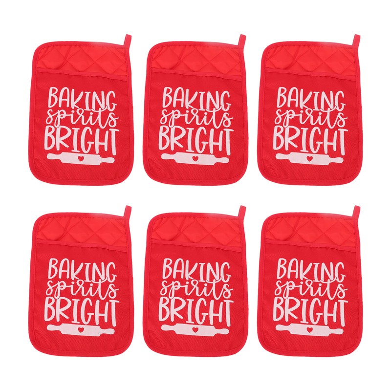 6Pcs Christmas Pot Holders with Pocket Heat Resistant Hot Pad