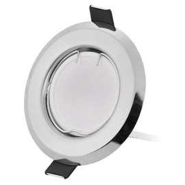 HCFEI Set of 3 Flat LED Recessed Spotlights Ultra Flat in Brushed Silver with LED Spot Module 230 V I 3 W 300 Lumen I Warm White 3000 K I 120° Beam Angle I Dimmable I 55 mm Installation Hole I