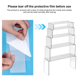 5 Pack Clear Acrylic Display Risers, 5 Sizes Rectangle Display Risers Stand for Figures, Cosmetic, Cupcakes and Jewelry Display Stands (Rectangle)