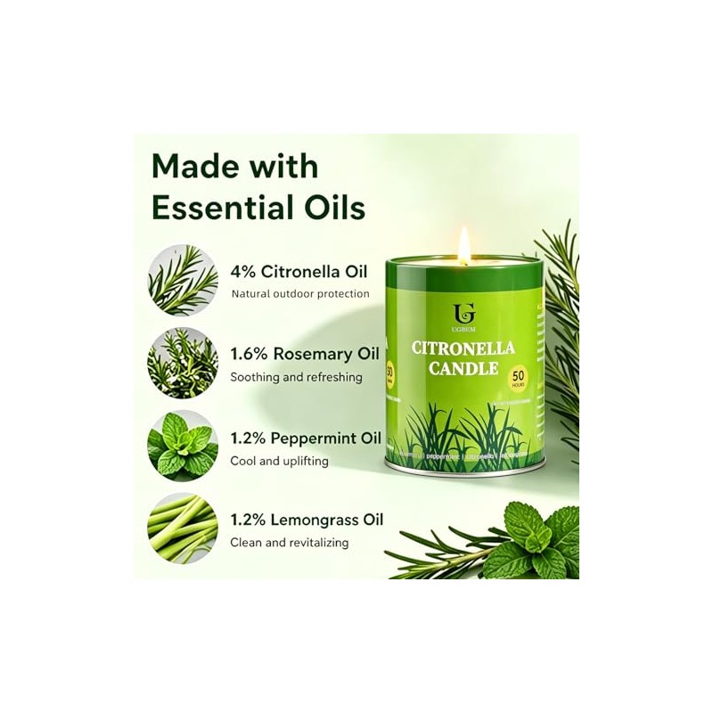 Outdoor Citronella Candles - Essential Oil Soy Wax for Patio