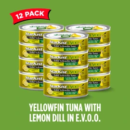 StarKist E.V.O.O. Solid Yellowfin Tuna with Lemon Dill and Extra Virgin Olive Oil (Packaging May vary), 4.5 Ounce (Pack of 12)