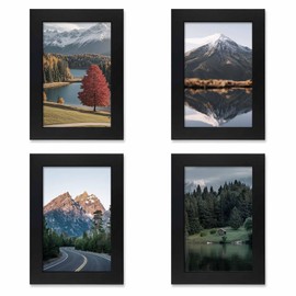 HRLORK 4 Pcs Photo Frames Set 6x4 Inch/10x15cm Picture Frames Black Tabletop/Wall Mount Poster Frame for Portraits, Landscapes