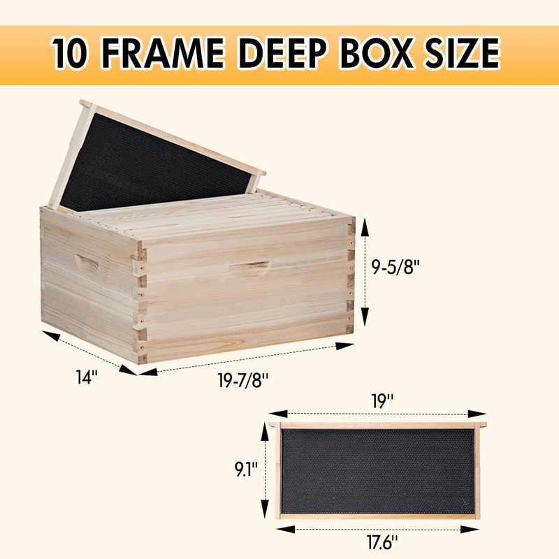 POLLIBEE 10 Frame Deep Bee Hive Box, Langstoth Deep Brood